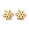 Brass Micro Pave Clear Cubic Zirconia Bead Caps, Cadmium Free & Lead Free, 6-Petal Flower, Golden, 10.5x9x2.5mm, Hole: 1mm