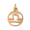 Ion Plating(IP) 304 Stainless Steel Charms, with Jump Ring, Laser Cut, Real 18K Gold Plated, Ring with Constellation Charm, Libra, 13.5x11x1mm, Hole: 3mm