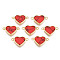 Brass Connector Charms, with Synthetic Turquoise, Cadmium Free & Nickel Free & Lead Free, Real 18K Gold Plated, Heart, Red, 10x17x3mm, Hole: 1.4mm