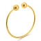 Ion Plating(IP) 304 Stainless Steel Cuff Bangles, Torque Bangles with Round Ball, Golden, Inner Diameter: 1-7/8x2-3/8 inch(4.9x5.9cm)