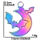 304 Stainless Steel Pendants, Moon with Bat Charm, Rainbow Color, 21x16mm