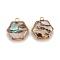Natural Paua Shell Pendants, with Golden Brass Findings, Hexagon, 15x13.5x4mm, Hole: 1.5mm