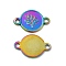Ion Plating(IP) 304 Stainless Steel Connector Charms, Flat Round Links with Tree, Rainbow Color, 12x18x1mm, Hole: 1.8mm