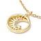 Clear Cubic Zirconia Flat Round with Sun Star Pendant Necklace, 304 Stainless Steel Jewelry for Women, Golden, 17.72 inch(45cm)
