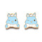 Alloy Enamel Pendants, Cadmium Free & Nickel Free & Lead Free, Light Gold, Rabbit with Bowknot, Sky Blue, 17x14.5x1.5mm, Hole: 2mm