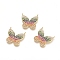 Brass Micro Pave Cubic Zirconia Pendants, Butterfly, Colorful, Golden, 17.5x17.5x2.5mm, Hole: 1.2mm