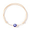 Resin Enamel Evil Eye Beaded Braided Bracelets, Adjustable Waxed Cord Braided Bracelets for Women, Old Lace, Inner Diameter: 11 inch(28cm)
