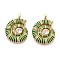 Brass Micro Pave Clear Cubic Zirconia Enamel Pendants, Conch Shape, Real 18K Gold Plated, Green, 30x24x4mm, Hole: 5x2mm