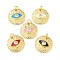 Rack Plating Brass Micro Pave Cubic Zirconia Pendants, Long-Lasting Plated, Cadmium Free & Lead Free, with Enamel, Flat Round & Eye, with Jump Rings, Real 18K Gold Plated, Mixed Color, 18x3.5mm, Hole: 4mm