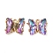 Brass with Glass Pendants, Cadmium Free & Nickel Free & Lead Free, Butterfly, Violet, 10x12x4mm, Hole: 1.2mm