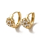 KC Gold Plated Brass Micro Pave Cubic Zirconia Hoop Earring, Flower, 16.5x10.5mm