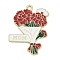 Mother's Day Alloy Enamel Pendants, Carnation Bouquet, FireBrick, 28x20.5x1mm, Hole: 1.6mm