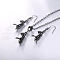 Cat Alloy Rhinestone Pendant Necklaces & Dangle Earring Sets, Black, 450mm