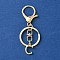 Alloy Initial Letter Charm Keychains, with Alloy Clasp, Golden, Letter C, 8.5cm