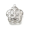 Brass Pendants, Cadmium Free & Nickel Free & Lead Free, Star, Hollow, Real Platinum Plated, 31x28x10mm, Hole: 2mm