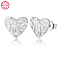 Anti-Tarnish Rhodium Plated 925 Sterling Silver Heart Stud Earrings, Platinum, 11mm