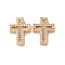 Brass Micro Pave Clear Cubic Zirconia Charms, Cadmium Free & Nickel Free & Lead Free, Cross, Hollow, Real 18K Gold Plated, 14x11x3.5mm, Hole: 2.5x1.4mm