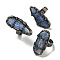 Natural Kyanite Adjustable Rings, with Antique Silver Brass Findings, Jewely for Unisex, Oval, Adjustable