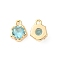 Brass Micro Pave Cubic Zirconia Charms, Cadmium Free & Nickel Free & Lead Free, Irregular Shape Charm, Real 18K Gold Plated, Light Cyan, 9x7x3mm, Hole: 1.4mm