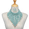 Alloy & Natural Shell & Wood Bead Necklaces & Dangle Earrings for Women, Platinum, Pale Turquoise, 460mm
