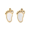 Ion Plating(IP) 304 Stainless Steel Pendants, Natural White Shell Footprint Charms, Real 18K Gold Plated, 15.8x9.3x1.7mm, Hole: 1.5mm