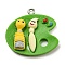 Opaque Resin Pendants, Color Palette Charms with Platinum Plated Iron Loops, Yellow Green, 25.5x27x6mm, Hole: 1.5mm