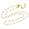 304 Stainless Steel & Glass Column Link Chain Necklaces, Golden, White, 16.46 inch(41.8cm)