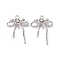 Brass Micro Pave Clear Cubic Zirconia Pendants, Cadmium Free & Nickel Free & Lead Free, Bowknot, Real Platinum Plated, 24x18x6mm, Hole: 1.6mm