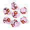 Handmade Lampwork Enamel Beads, Round with Flower, Pearl Pink, 16.5~19mm, Hole: 1.6mm