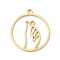 304 Stainless Steel Pendants, Laser Cut, Flat Rounnd with Finger Heart Gesture Charm, Real 18K Gold Plated, 20.5x18x1mm, Hole: 1.5mm