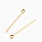 304 Stainless Steel Eye Pins, Real 18K Gold Plated, 22 Gauge, 45x0.6mm, Hole: 2mm