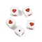Porcelain Beads, Square with Heart, FireBrick, 8.5x8.5x8.5mm, Hole: 1.8mm