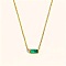 Birthstone Style Brass Cubic Zirconia Rectangle Pendant Necklaces for Women, Golden, Green, 15.75 inch(40cm)