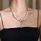 Star Pendant Necklace with Imitation Pearl, Stainless Steel Curb Chain Necklaces for Men and Women