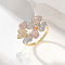 Flower Brass Micro Pave Clear Cubic Zirconia Finger Rings for Women, Multi-color, US Size 6(16.5mm)