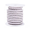 Braided Cowhide Leather Cord, Leather Rope String for Bracelets, with Cotton Thread inside, White, 5mm, about 4.37 yards(4m)/roll