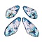 4Pcs Transparent Epoxy Resin Butterfly Wings Pendants, with Gold Foil & Glitter Powder, Sky Blue, 29.5~40x15~17x2~2.5mm, Hole: 1.1mm