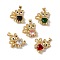 Brass with Cubic Zirconia Pendants, Cadmium Free & Nickel Free & Lead Free, Rack Plating, Bear, Mixed Color, 20x18x5.5mm, Hole: 3.5x5mm