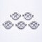 Tarnish Resistant 201 Stainless Steel Links Connectors, Laser Cut, Flat Round with Clover, Stainless Steel Color, 13x18x1.5mm, Hole: 1.2mm