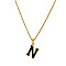 304 Stainless Steel Black Enamel Initial Pendant Twisted Chain Necklaces, Golden, Letter N, 15.75 inch(40cm)