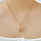 Adorable Brass Pave Clear Cubic Zirconia Hollow Design Bear Pendant Necklaces, Perfect Valentine's Gift, Golden, 15.75 inch(40cm)