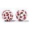 Printed Natural Wooden Fruit Beads, Round with Ice Cream Pattern, White, 16x14.5mm, Hole: 3.5mm