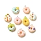 Opaque Resin Imitation Food Pendants, Donut Charms with Platinum Tone Iron Loops, Random Color, 25.5~30x22~22.5x9~12.5mm, Hole: 2mm