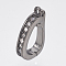 Brass Micro Pave Cubic Zirconia Fold Over Clasps, Lead Free & Cadmium Free, Clear, Gunmetal, 7x14mm, Hole: 1mm