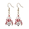 Glass Dangle Earrings, with 304 Stainless Steel Earring Findings, Snowman, For Christmas, Red, 45x14mm