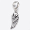 304 Stainless Steel Dangle Charms, Large Hole Pendants, Wing, Antique Silver, 29mm, Hole: 5mm