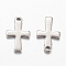 304 Stainless Steel Tiny Cross Charms, Stainless Steel Color, 12x7x1mm, Hole: 1mm, 20pcs/bag