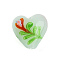 Handmade Bumpy Millefiori Glass Beads, Heart & Flower, Honeydew, 19.5~20.5x19.5~20x11~12mm, Hole: 1.5~2mm