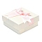 Square Cardboard Jewelry Set Box, with Polyester Bowknot Lid, Jewelry Storage Case with Velvet Sponge Inside, for Necklaces, Earrings, Rings, Pink, 7.5x7.4x4.2cm