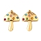 304 Stainless Steel Rhinestone Pendants, Mushroom, Golden, Colorful, 33x24x5mm, Hole: 1.4mm